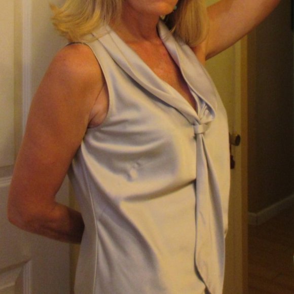 Ann Taylor Petites Grey Silky Shimmery Silver Sleeveless Top, size 8 - Picture 1 of 7